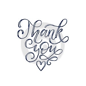 Thank You, hand lettering.Vector calligraphic inscription on white background.