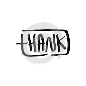 THANK YOU hand lettering, vector illustration. Hand drawn lettering card background. Hand drawn lettering element for your design