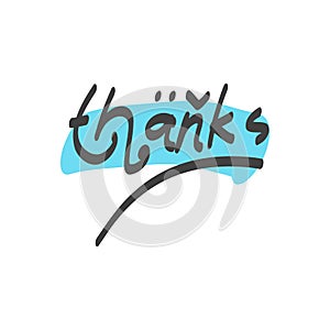 THANK YOU hand lettering, vector illustration. Hand drawn lettering card background. Hand drawn lettering element for your design