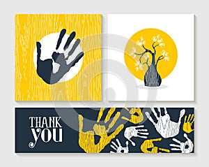 Thank you hand print card set for community help