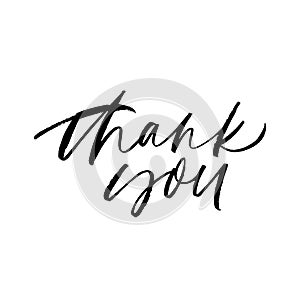 Thank you handwritten ink pen vector lettering. Gratitude expression, polite saying.
