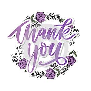 Thank You handwritten inscription. Hand drawn lettering. Thank You calligraphy. Thank you card. Vector illustration. Slogan