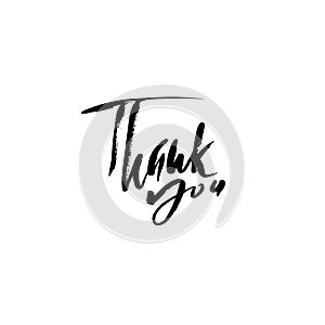 Thank You handwritten inscription. Hand drawn lettering. Thanks card. Vector illustration