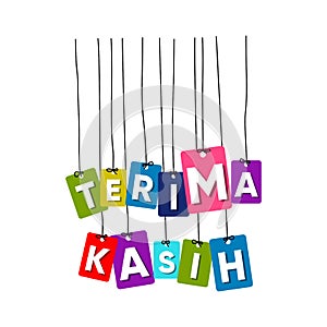 Thank you in Indonesian language hanging words vector, colourful words vector, terima kasih vector