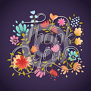 Thank You lettering greeting card. Lettering elements.