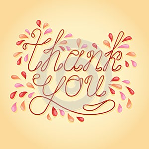 Thank You lettering greeting card. Lettering elements. Hand drawn botanical background with thank you note