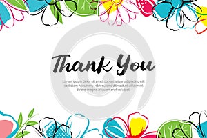 Thank you lettering greeting card. Thank you calligraphy handwritten card template background