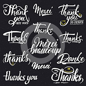 Thank you, merci beaucoup, danke- typographic