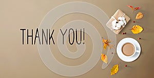 Thank you message with autumn theme with coffee
