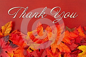 Thank you message with fall leaves