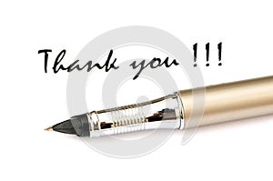 Thank you message and pen