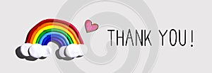 Thank You message with rainbow and heart