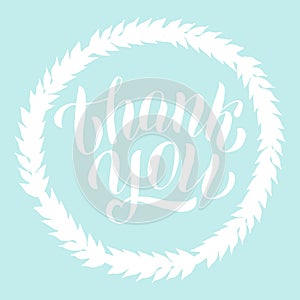 Thank you nice card text. Illustration lettering for greeting postcard, invitation, social media banner. Isolated vector