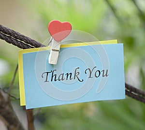 Thank you note clipped on a rope