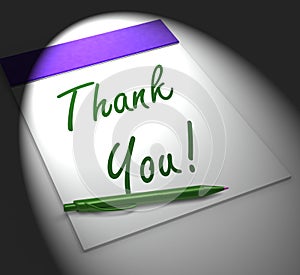 Thank You! Notebook Displays Acknowledgment Or Gratefulness photo