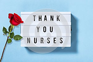 Thank You Nurses. Light box Nurse Day red rose flower