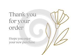 Thank you for order purchase business vintage card banner flower bloom line design template vector illustration.