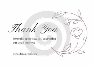 Thank you for order purchase commercial retail vintage card curved flower line design template vector illustration.