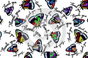 Thank you pattern butterfly card illustration