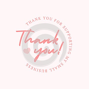 Thank you pink card romantic congratulations elegant message vintage design template vector