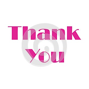Thank You pink Inscription on white,Use on cards, banner, poster, sticker, packaging and other suitable place. Thank you lettering