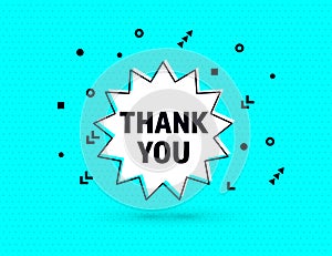 Thank You speech bubble banner pop art memphis style