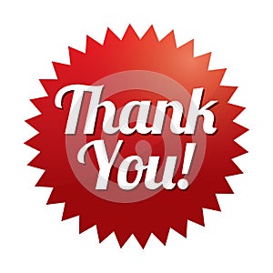 Thank you tag (vector). Red sticker. Icon for web.