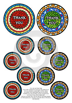 Thank You Tags Round - Illustrated with paint on black surface