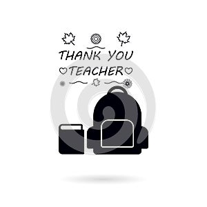Thank You Teacher on blackboard background, Teacher`s Day icon or logo