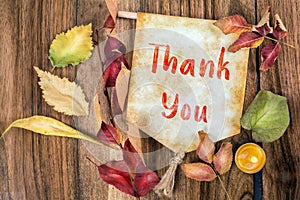 Thank you text with autumn theme