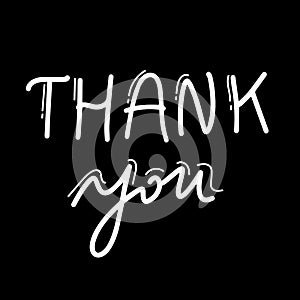 Thank you text on white background. Calligraphy lettering Vector illustration EPS10.