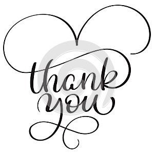 Thank you text on white background. Hand drawn Calligraphy lettering Vector illustration EPS10