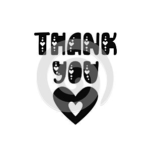 Thank you. Thankful phrase in scandinavian style. Hand drawn typography design.