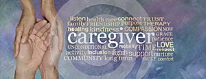 Thank you to all the caregivers word cloud banner