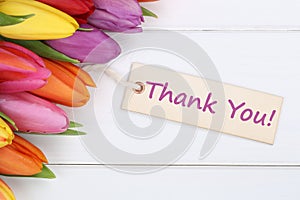 Thank You with tulips flowers