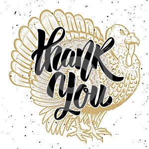 Thank you.Turkey illustration isolated on white background.