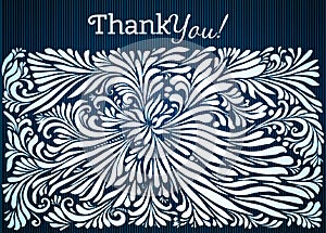 Thank you typographic card with ink floral