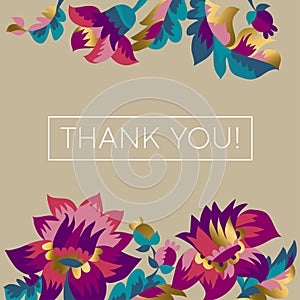 Thank you vector greeting card, postcard concept