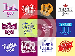 Thank you vector quote text citate slogan message card for t-shirt print gratitude feeling emotions text lettering