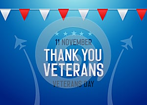 Thank you Veterans background. Vector illustration for veterans day 11 November national holiday in the us