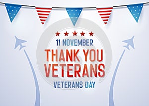 Thank you Veterans background. Vector illustration for veterans day 11 November national holiday in the us