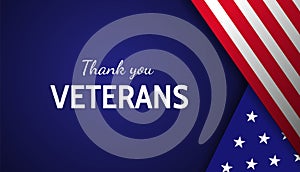 Thank you veterans! Card or banner design for Veterans Day with flag elements. - Vector illustration