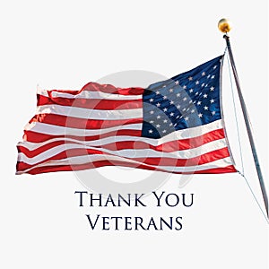 Thank You Veterans holiday banner with American Flag