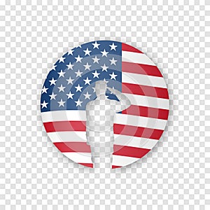 Thank you Veterans - Honoring all who served vector illustration. USA flag waving on transparent background.