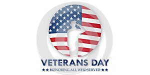 Thank you Veterans - Honoring all who served vector illustration. USA flag waving on white background.