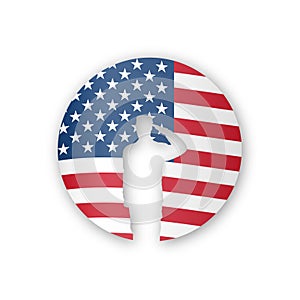 Thank you Veterans - Honoring all who served vector illustration. USA flag waving on white background.