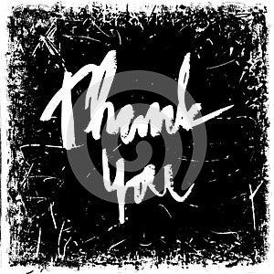 Thank you. Vintage hand drawn lettering on grunge background. Retro vector illustration.