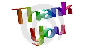 Thank You Word 3D Rendered Text With Elegant Font Illustration Colored With RGB Rainbow Gradient