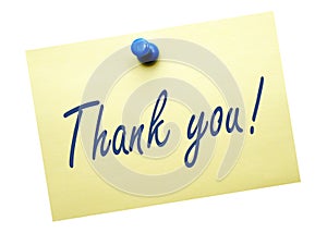 Thank you yellow post it note