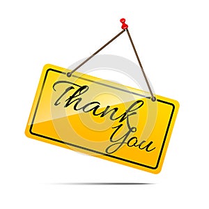 Thank you on yellow sign message symbol vector isolated on white